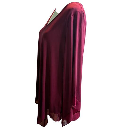 Alfani Burgundy Layered Chiffon Tunic Blouse, Plus Size 1X, NWT - Picture 4 of 7